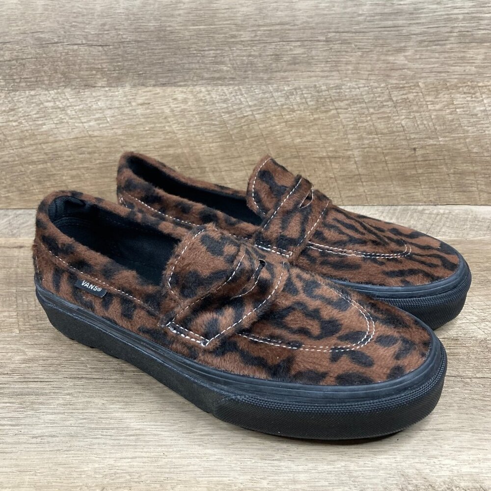 VANS Style 53 Leopard Brown/Black Loafers Casual Shoes Women's Size 6 NEW